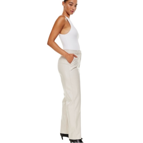 Babaton Command Faux Leather Pants 4 in Matte Pearl - Picture 4 of 7
